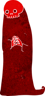 Bir insan tarafından çizilmiş cadılar bayramı hortlağı çizgi filmi.