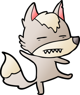 Bir insan tarafından çizilen dişleri gösteren bir kurt çizgi filmi.