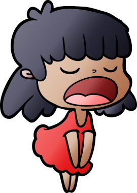 Çizgi filmdeki kadın bir insan tarafından yüksek sesle çizilmiş.