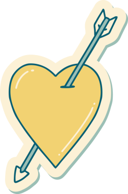 Bir insan tarafından çizilmiş ok ve kalp şeklinde dövme çıkartması.