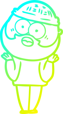 Bir insan tarafından çizilmiş sakallı bir karikatür çizimi.