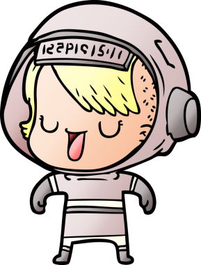 Bir insan tarafından çizilmiş astronot kadın.