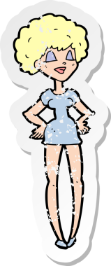 Bir insan tarafından çizilmiş kalçaları üzerinde elleri olan mutlu bir karikatürün gerilimli çıkartması.