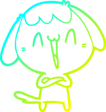 Bir insan tarafından çizilmiş şirin bir çizgi köpeğin soğuk gradyan çizgisi.