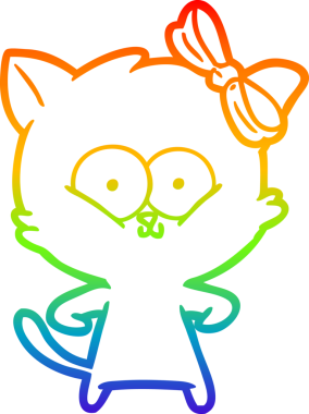 gökkuşağı gradyanı çizimi bir insan tarafından çizilmiş çizgi film kedisi