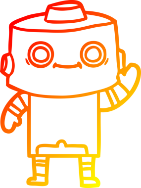 Bir insan tarafından çizilen çizgi film robotunun sıcak çizgi çizimi