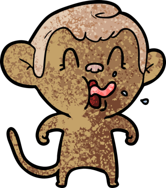 Bir insan tarafından çizilmiş çılgın çizgi film maymunu