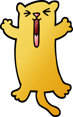 vektör gradyan çizim çizgi filmi mutlu kedi bir insan tarafından çizildi