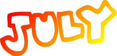 Bir insan tarafından çizilen temmuz ayının sıcak çizgi çizimi