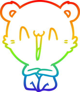 Gökkuşağı gradyanı çizimi mutlu ayı otururken bir insan tarafından çizilmiş.