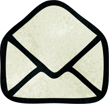 Bir insan tarafından çizilmiş kağıt zarfın retro grunge desen karikatürü.