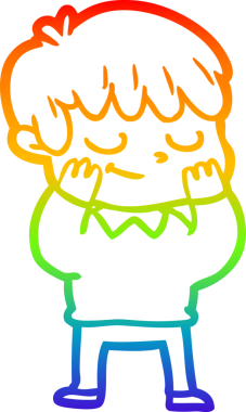 gökkuşağı gradyan çizgi çizimi bir insan tarafından çizilmiş mutlu bir çocuk