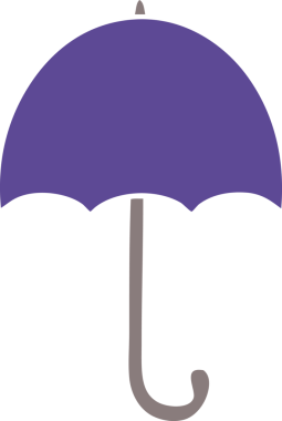 Bir insan tarafından çizilmiş açık şemsiyenin düz renkli retro karikatürü