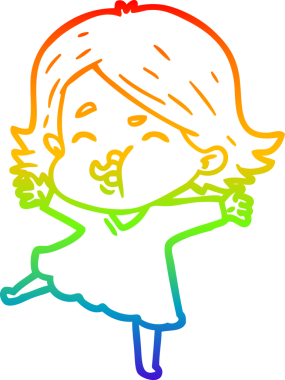 Gökkuşağı gradyan çizgi çizimi Bir insan tarafından çizilen bir kız karikatürü