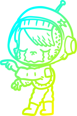 Bir insan tarafından çizilmiş ağlayan astronot bir kızın soğuk gradyan çizimi