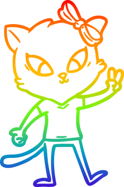 gökkuşağı gradyanı çizimi bir insan tarafından çizilmiş çizgi film kedisi