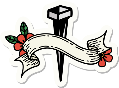 Bir insan tarafından çizilmiş demir çivi amblemli dövme stili.