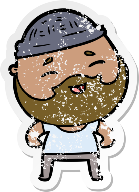 Bir insan tarafından çizilmiş mutlu sakallı bir adamın sıkıntılı çıkartması.