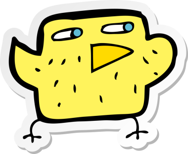 Bir insan tarafından çizilmiş çizgi film kuşunun çıkartması.