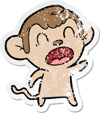 Bir insan tarafından çizilmiş bağıran çizgi film maymunu çıkartması.