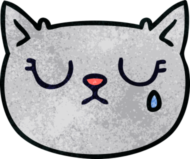 Bir insan tarafından çizilmiş ağlayan bir kedi.