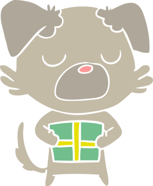 Bir insan tarafından çizilmiş düz renkli çizgi film köpeği.