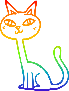 gökkuşağı gradyanı çizimi bir insan tarafından çizilmiş çizgi film kedisi