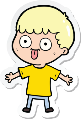 Bir insan tarafından çizilmiş karikatür adamın çıkartması.