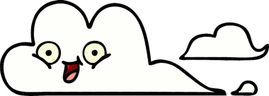 Bir insan tarafından çizilmiş mutlu bir bulutun çizgi romanı.