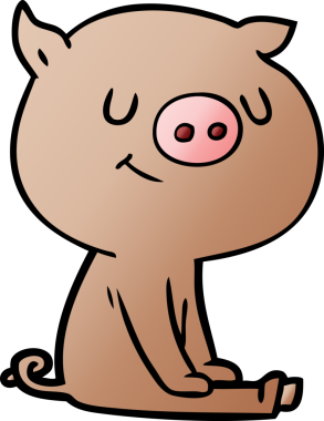 Bir insan tarafından çizilmiş mutlu çizgi film domuzu.