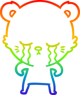 Bir insan tarafından çizilmiş ağlayan çizgi film ayısının çizimi.