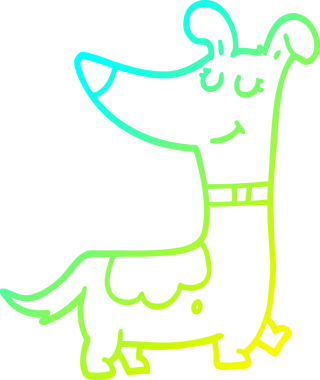 Bir insan tarafından çizilen çizgi film köpeğinin soğuk gradyan çizgisi.