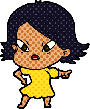 Çizgi film bir insan tarafından çizilmiş stresli kadın.