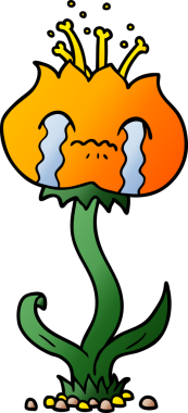 Bir insan tarafından çizilmiş ağlayan çiçek.