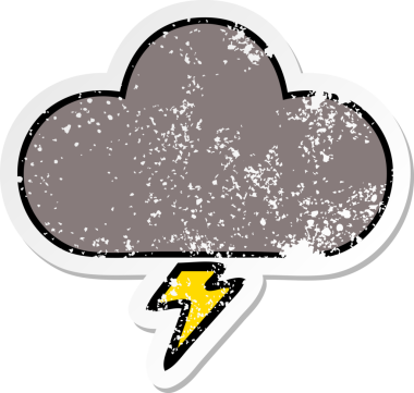 Bir insan tarafından çizilmiş tatlı bir karikatür fırtına bulutunun sıkıntılı çıkartması