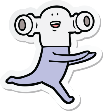 Bir insan tarafından çizilmiş dost canlısı bir uzaylı çizgi film çıkartması.