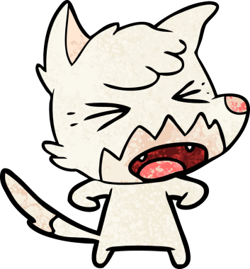 Bir insan tarafından çizilmiş kızgın çizgi film tilkisi.