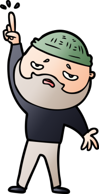 Bir insan tarafından çizilmiş sakallı endişeli bir adam.