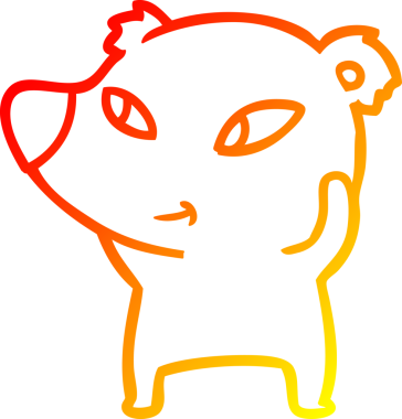 Bir insan tarafından çizilmiş sevimli bir ayının sıcak çizgi çizgisi.