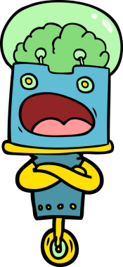 Bir insan tarafından çizilmiş çizgi film robotu