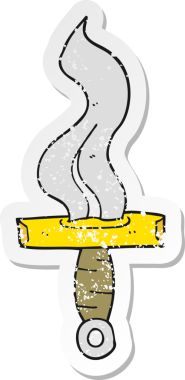 Bir insan tarafından çizilmiş karikatür bir hançerin sıkıntılı çıkartması.