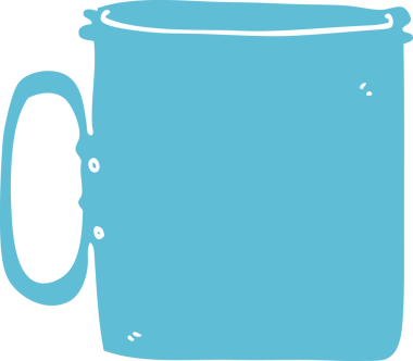 Bir insan tarafından çizilmiş düz renkli karikatür kamp kahvesi.