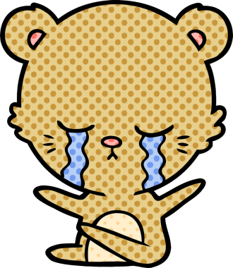 Bir insan tarafından çizilmiş ağlayan çizgi film ayısı.