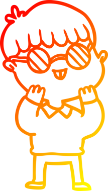 Bir insan tarafından çizilmiş gözlük takan çizgi film çocuğu çizimi.