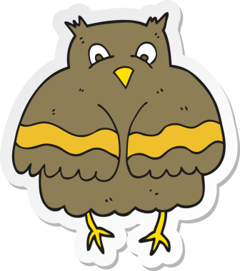 Bir insan tarafından çizilmiş bir baykuşun çıkartması.