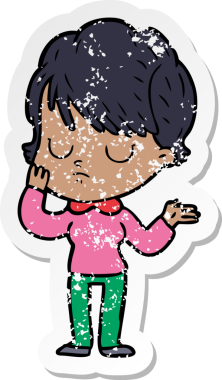 Bir insan tarafından çizilmiş karikatür bir kadının sıkıntılı çıkartması.