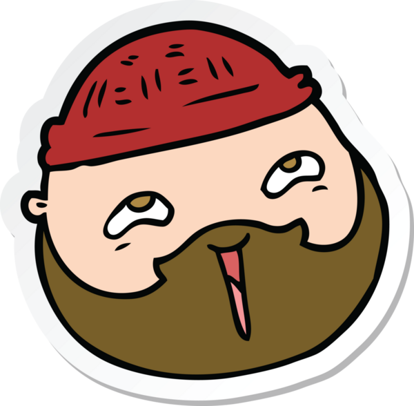 Bir insan tarafından çizilmiş sakallı karikatür erkek yüzü çıkartması.