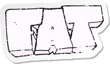 Bir insan tarafından çizilmiş bir çizgi film yağ sembolünün gerilimli yapıştırması.