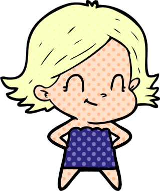 Bir insan tarafından çizilmiş karikatür dostu kız.