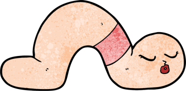 Bir insan tarafından çizilmiş bir solucan.